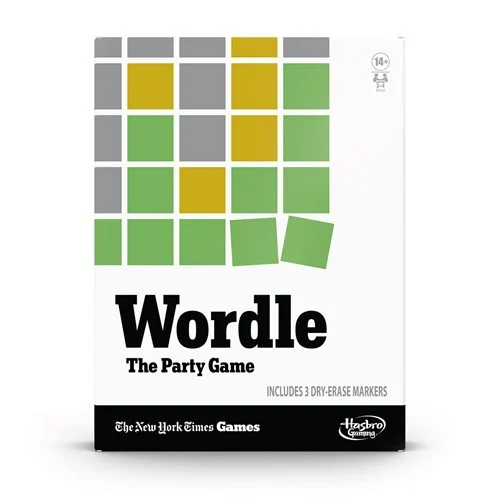 Love Wordle? Gather friends and family together to enjoy the favorite word-guessing game in real life with Wordle: The Party Game! Inspired by the digital version of the Wordle game, this analog game for 2-4 players delivers the classic Wordle gameplay as an exciting party game. Each round, a player designated as the Wordle Host writes down a Secret Word. Just like the original Wordle game, players try to guess it in the few-est tries (six max). But in this game, players are competing against others. The fewer tries a player needs, the fewer points they score. The player with the fewest points at the end of the game wins! Best of all, Wordle: The Party Game can be played more than once a day—the included dry-erase Wordle boards and markers mean unlimited play! To switch up the gameplay, choose from 3 more variations: fast, timed, or teams. A great game for game night with friends and family, Wordle: The Party Game makes a fun gift for ages 14 and up. Includes 3 Wordle boards, 3 shields, 1 Secret Word board, 3 dry-erase markers, 45 green tiles, 45 yellow tiles, and game guide.
