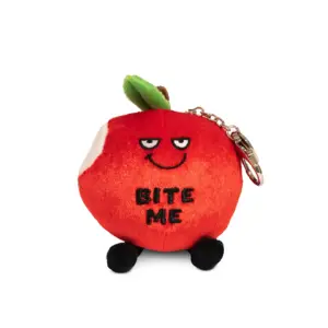 Take a bite out of life with this bag charm. He’s bad to the core and knows how to serve up some sass (just check out that mischievous smile). His cute, dangly legs and leaf accent make him even more ap-peel-ing. He’s the perfect accessory for any purse or backpack.
