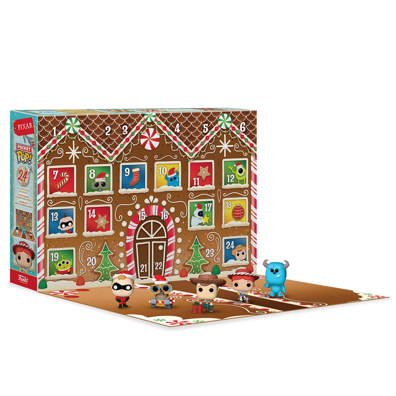 Count down to the holidays, or any special occasion, with the Pixar 24 Day Advent Calendar! Open the tiny doors to reveal 24 unique Funko Pocket Pops! featuring some of your favorite animated characters! Who will be the next to join your Pixar collection? Pocket Pop! figures vary in height depending on character. The maximum figure height is 2-inches tall.