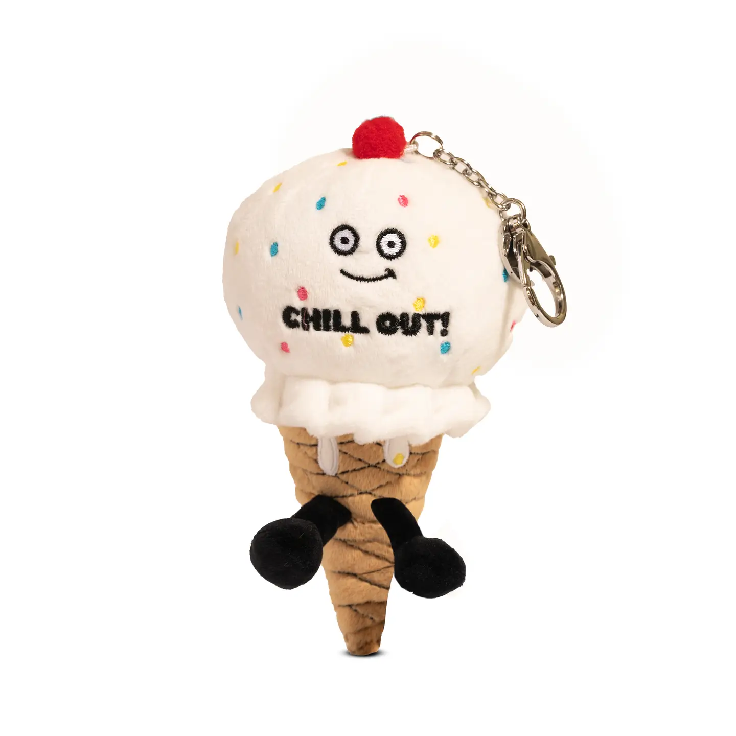 Here’s the scoop: This bag charm is too cute to ignore. Don’t get it twisted, though. He’s a cool dude who needs everyone to just chill out. With this bite-sized plush, it’s all about the toppings. His 3D cherry, colorful sprinkles, and cone body make him extra sweet. He’d make the perfect accessory for any bag, backpack, or purse.