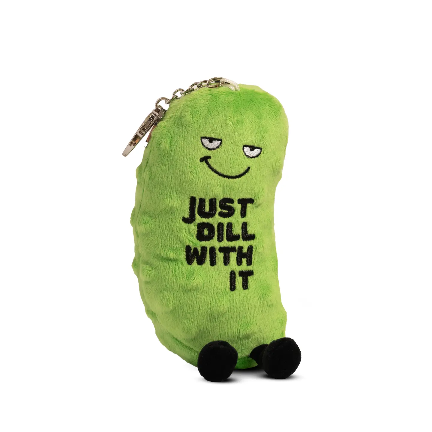 This pickle relishes the truth. He doesn’t have time for your dill-emma. No, he’ll tell you to just dill with it. His no-nonsense expression shows he means business. This is the perfect plushie for any pickle lover.
