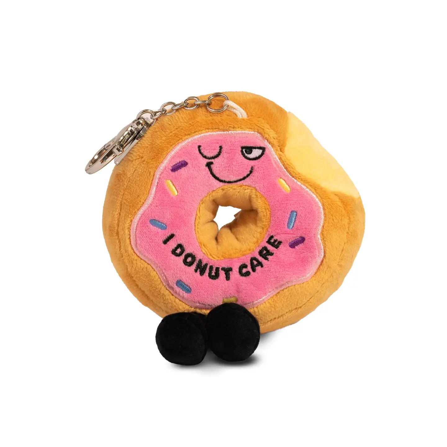 This is one sassy bag charm. We donut need to tell you that he doesn’t care about your opinion a hole lot. However, his sassy wink, colorful sprinkle details, and dangly legs make him a-dough-able. This bite-sized plush would look super cute hanging from any backpack or purse.