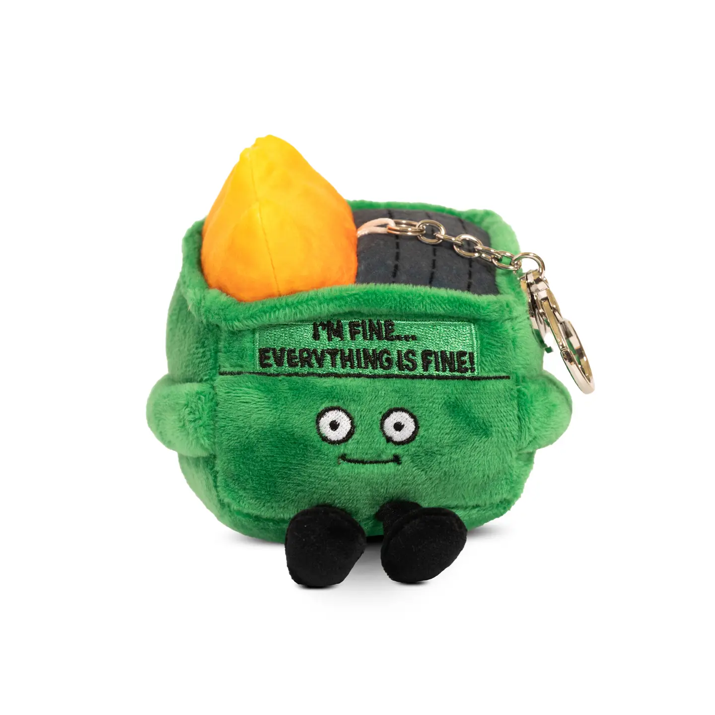 I'm fine...It's fine...Everything is fine... Let's be honest, life might be trash RN, but this little dumpster fire is here to lighten up your mood. His help me eyes and the 3D fire detail make this bite just…*chef’s kiss.* He would be the perfect accessory for any bag, purse, or backpack.