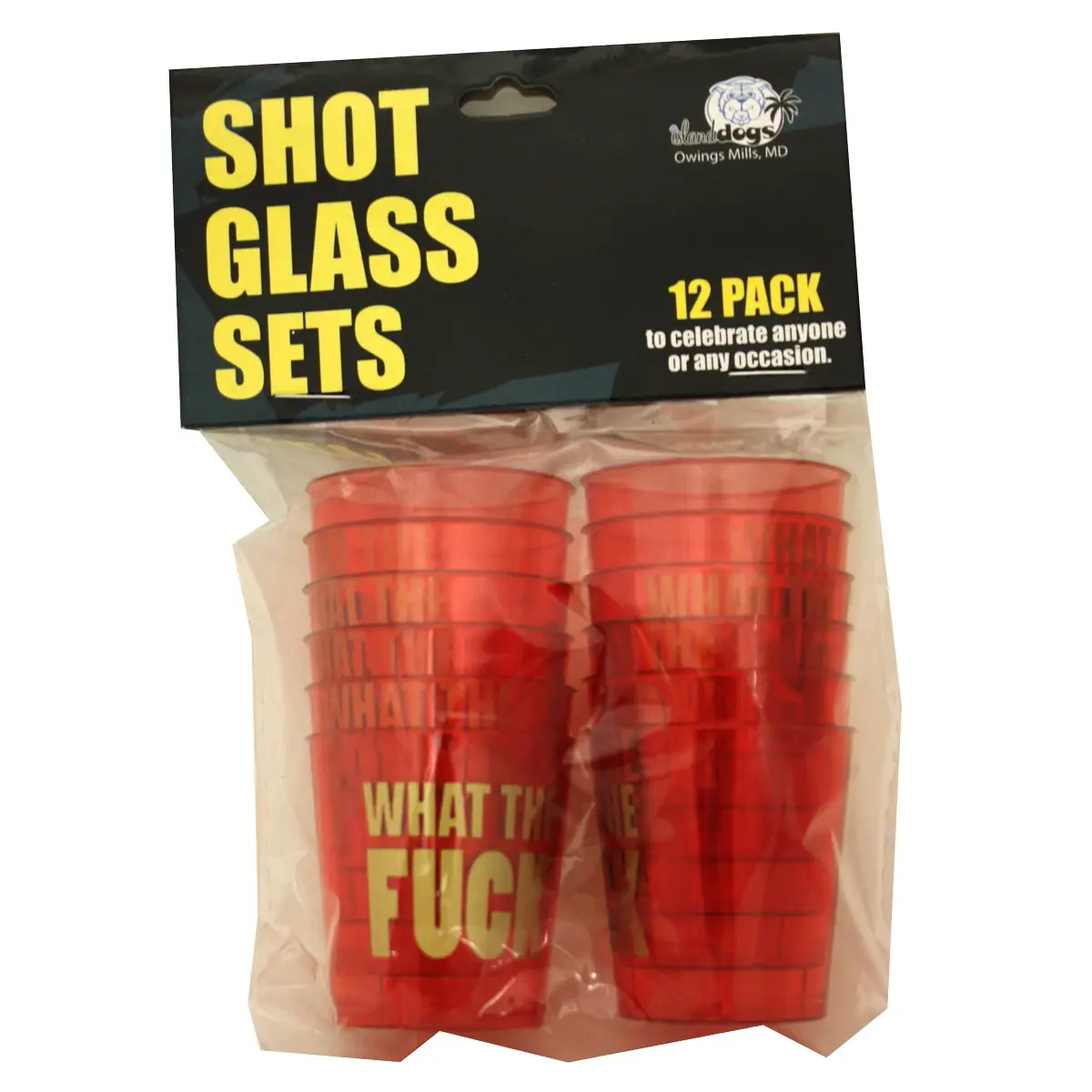 Indulge in some fun with Island Dogs' What The Fuck Shot Glass Set. This set, designed with a cheeky phrase, is a lively addition to your home barware. Perfect for parties or casual get-togethers, these shot glasses capture the playful spirit of Island Dogs, a family business with over 25 years of experience in creating unique gifts and novelties. Make your kitchen and tabletop more exciting with this set.