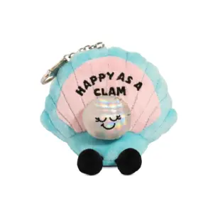 This bite is as happy as a clam! She’s always ready to seas the day! Her pearl accent and sweet smile make her look clamorous. Shell make the perfect accessory to any bag or backpack. Just clip her on, and she’ll remind you to keep clam and carry on.