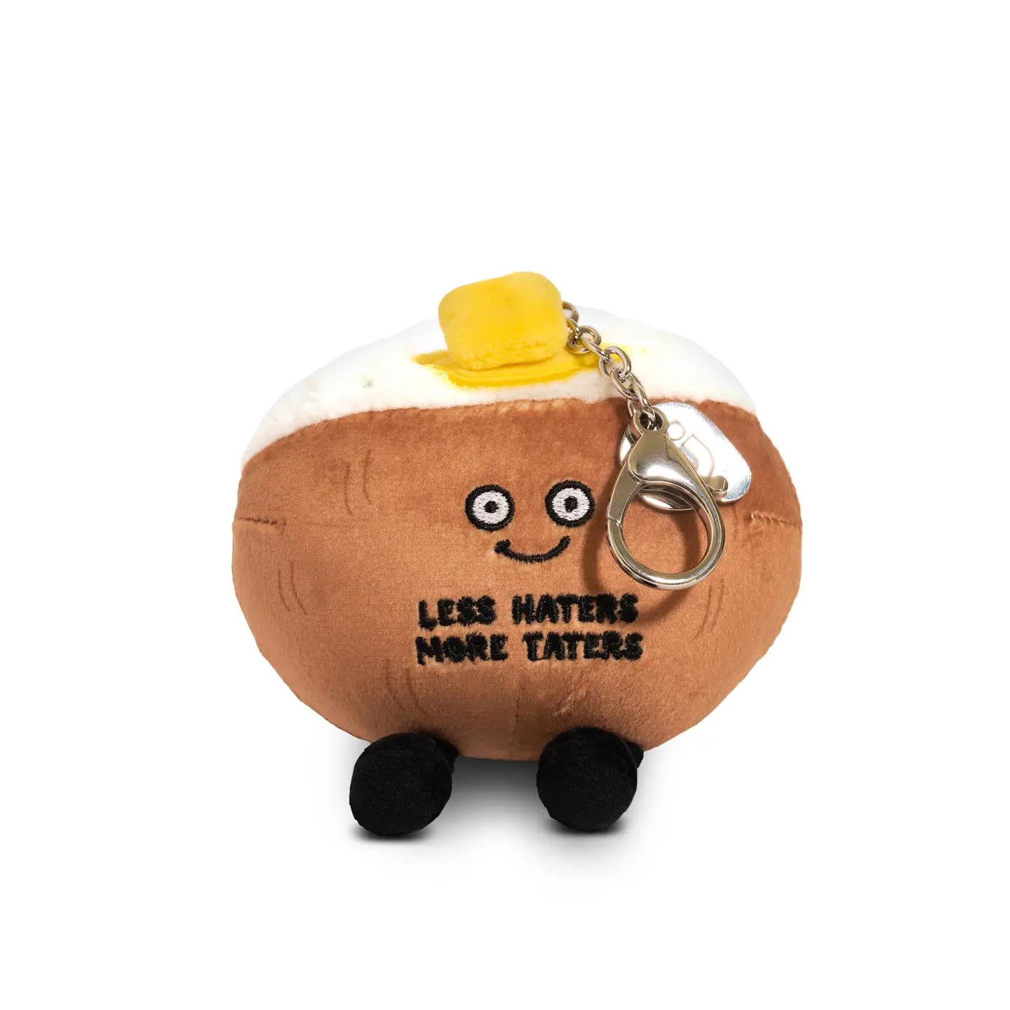 This little bag charm is a spud-tacular cheerleader. His supportive attitude makes him an ap-peel-ing accessory. With this tater, it’s all about the details. This charm’s fluffy tater top, small slab of butter, and tiny chive accents make him the perfect bite. He’d be a fun accessory for any bag or backpack.