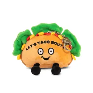 Lettuce taco ‘bout how cute this bag charm is! This bite-sized plushie is perfect for any taco lover. His fun smile, dangly legs, and 3D toppings make him simply irresistible. He’d make a spec-taco-lar addition to any backpack, purse, or wallet.