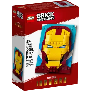 LEGO® Brick Sketches™ Iron Man (40535) lets Iron Man fans aged 8+ create their own buildable artwork of the iconic Super Hero. Display it on a surface or use the built-in hook to hang it on the wall. A 12x16 baseplate holds all the LEGO bricks firmly in place. It’s a great gift for kids’ birthdays and holidays and an impressive addition to any collection of LEGO Brick Sketches character portraits. Iron Man artwork – Young Super Heroes and LEGO® builders can construct and display this collectible Brick Sketches™ portrait of the famous armored Avenger Gift for kids aged 8 and up – This 214-piece creative construction set is part of the LEGO® Brick Sketches™ range, which features buildable 3D illustrations of iconic characters on 12x16 baseplates Put it on display – Measuring over 5 in. (13 cm) high, 3 in. (9 cm) wide and 1 in. (3 cm) deep, this LEGO® brick artwork will bring fun and color to any kid’s room