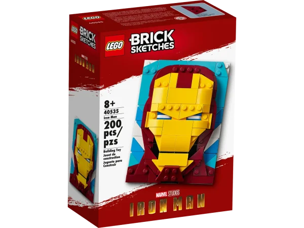 LEGO® Brick Sketches™ Iron Man (40535) lets Iron Man fans aged 8+ create their own buildable artwork of the iconic Super Hero. Display it on a surface or use the built-in hook to hang it on the wall. A 12x16 baseplate holds all the LEGO bricks firmly in place. It’s a great gift for kids’ birthdays and holidays and an impressive addition to any collection of LEGO Brick Sketches character portraits. Iron Man artwork – Young Super Heroes and LEGO® builders can construct and display this collectible Brick Sketches™ portrait of the famous armored Avenger Gift for kids aged 8 and up – This 214-piece creative construction set is part of the LEGO® Brick Sketches™ range, which features buildable 3D illustrations of iconic characters on 12x16 baseplates Put it on display – Measuring over 5 in. (13 cm) high, 3 in. (9 cm) wide and 1 in. (3 cm) deep, this LEGO® brick artwork will bring fun and color to any kid’s room