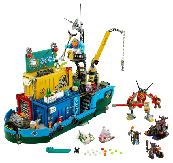 Let children discover the cool features inside LEGO® Monkie Kid’s Team Secret HQ (80013). This LEGO ship toy opens up and can be divided for easy access to the detailed living area, workshop, posable mech and more. The toy crane on the deck can be used to grab the Bull Clones’ stud-shooting assault boat, and Pigsy and Mei’s fun buildable water jets add to the battle play options. A fabulous gift idea for kids, this LEGO set includes 7 minifigures with weapons, plus Sandy and Mo the cat figures to role-play exciting adventures. Interactive instructions Check out Instructions PLUS, available within the free LEGO Life app, for this collectible toy. It allows children to zoom into, rotate and visualize the model while building the real thing. Educational and fun! Inspired by Monkey King tales from the classic Journey to the West novel and rooted in China’s culture and values, LEGO Monkie Kid™ toy playsets help children to develop their creativity, bravery and resilience. There are surprises galore inside this LEGO® Monkie Kid’s Team Secret HQ (80013) model for children, which opens out and can be divided into three for easy access to the workshop, living area, a posable mech and more. Kids can role-play epic battles as their favorite characters, with Monkie Kid, Pigsy, Mei, General Ironclad, Snort, Grunt and Roar minifigures, a Sandy figure and Mo the cat figure, plus cool weapons like The Golden Staff. This creative toy is packed with fun features to inspire play, including the LEGO® ship toy’s crane to hook the Bull Clones’ stud-shooting assault boat and jet pack, and Pigsy and Mei’s cool, stud-shooting water jets. An awesome birthday, special-occasion or holiday gift idea for kids aged 10 and up, this 1,959-piece LEGO® set offers a challenging, rewarding build and many hours of enjoyment – whether playing solo or with friends. Monkie Kid’s Team Secret HQ measures over 15” (40cm) high, 16” (41cm) long and 9” (23cm) wide in boat mode, opening up to 35” (89cm) long, and makes an eye-catching display item in any child’s bedroom between playtimes. This collectible toy playset is built solely with LEGO® bricks and powered by children’s imaginations – no batteries required – so their playtime Monkie Kid missions will never run out of energy! Kids can enjoy a digitally enhanced building experience with Instructions PLUS, available in the free LEGO® Life app, which allows them to zoom into, rotate and visualize this unique toy while they build. Fabulous! Educational LEGO® Monkie Kid™ building toys, inspired by mythical tales from China of the Monkey King, help children to nurture their bravery and resilience while enjoying many hours of creative fun. Youngsters won’t need Monkie Kid powers to connect or pull apart LEGO® building bricks! They meet the highest industry standards, ensuring consistency, a perfect, easy connection every time and robust building. LEGO® bricks and pieces are tested in almost every way you can imagine to make sure that this creative toy building set for kids meets the highest global safety and quality standards.