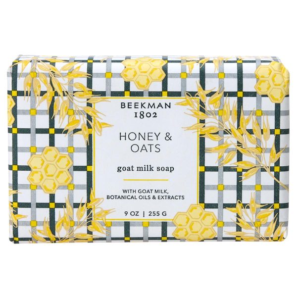 The Beekman 1802 3.5oz Bar Soap in Honey & Oats is a nourishing, exfoliating soap that gently cleanses and revitalizes the skin. Infused with natural honey and finely milled oats, this soap offers a soothing and hydrating experience, while the oats provide gentle exfoliation to remove dead skin cells, leaving your skin smooth and refreshed. Made with goat milk, known for its moisturizing properties, this soap is perfect for all skin types, especially dry or sensitive skin. The subtle, natural scent of honey adds a calming fragrance, making it a luxurious addition to your daily skincare routine.