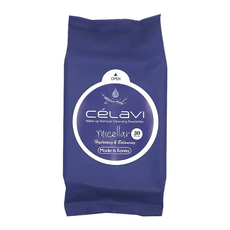 Celavi MT022z Micellar Make-up Removing Cleansing Towelettes. Nourishes and Illuminates skin. Removes makeup, dirt and oil. Micellar helps Hydrate and balance skin. 30 wipes in pack. Made in Korea.