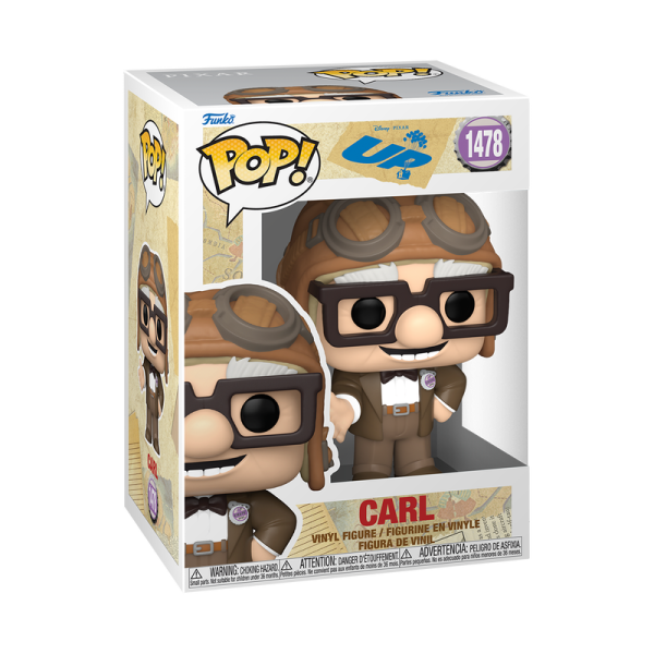 Adventure is looking up! Fulfill your Up collection with Pop! Carl in his aviator hat by welcoming this determined adventurer into your own floating house! Vinyl figure is approximately 4-inches tall.