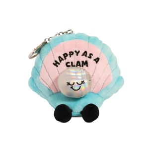 This bite is as happy as a clam! She’s always ready to seas the day! Her pearl accent and sweet smile make her look clamorous. Shell make the perfect accessory to any bag or backpack. Just clip her on, and she’ll remind you to keep clam and carry on.