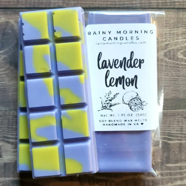 Imagine the refreshing embrace of a gentle breeze carrying the sweet essence of lavender fields interwoven with the zesty notes of sun-kissed lemons. Rainy Morning Candles wax melts are made with a premium soy blend wax to ensure they're long-lasting and give a great hot throw. Our wax melts are made in small batches, so the color may vary slightly from batch to batch, but the fragrance will always be the same.