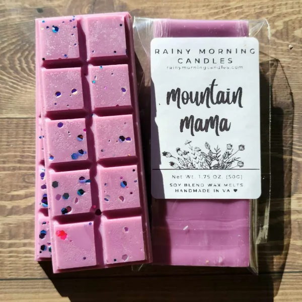 Inspired by strong Appalachian women; Mountain Mama is a unique blend of coconut, pineapple, sugared rum, and fresh, sweet herbs. *Rainy Morning Candles exclusive blend* Rainy Morning Candles wax melts are made with a premium soy blend wax to ensure they're long-lasting and give a great hot throw. Our wax melts are made in small batches, so the color may vary slightly from batch to batch, but the fragrance will always be the same.