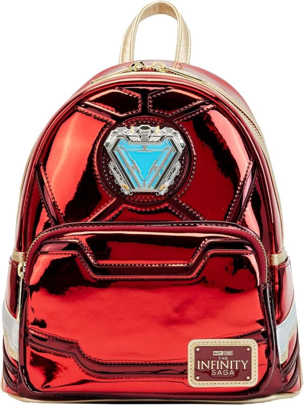 Celebrate 15 years of Tony Stark’s iconic superhero journey with the LoungeFly Iron Man 15th Anniversary Cosplay Mini Backpack. This striking backpack is designed to resemble Iron Man’s legendary suit, featuring metallic details, bold red and gold accents, and intricate stitching that bring the armor to life. Crafted with high-quality vegan leather, this mini backpack is both stylish and durable, perfect for fans and collectors alike. The spacious interior, adorned with themed lining, provides enough room for your essentials, while the adjustable straps ensure comfort. Whether you’re heading to a convention or just want to show off your Marvel fandom, this backpack is a must-have accessory for any Iron Man enthusiast.