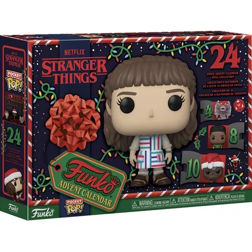 Count down to the holidays, or any special occasion, with the Stranger Things 24 Day Advent Calendar! Open the tiny doors to reveal 24 unique Funko Pocket Pops! featuring some of your favorite residents of Hawkins, Indiana! Who will be the next to turn your collection upside down? Pocket Pop! figures vary in height depending on character. The maximum figure height is 2-inches tall.