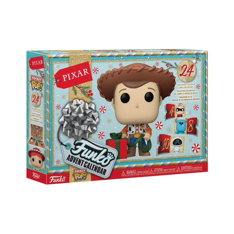 Count down to the holidays, or any special occasion, with the Pixar 24 Day Advent Calendar! Open the tiny doors to reveal 24 unique Funko Pocket Pops! featuring some of your favorite animated characters! Who will be the next to join your Pixar collection? Pocket Pop! figures vary in height depending on character. The maximum figure height is 2-inches tall.