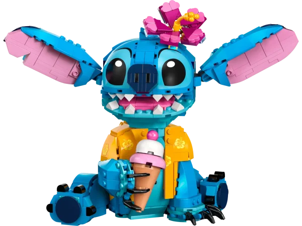 Appeal to older kids and Lilo and Stitch fans aged 9+ with this LEGO® ǀ Disney Stitch (43249) buildable play-and-display set, featuring a Stitch character. The incorrigible extraterrestrial from the hit Disney movie, dressed in a Hawaiian shirt, has movable ears and a turning head, a buildable ice-cream cone that the character can hold and a buildable flower that can be added or removed. This kids’ building kit looks great on display in any room and makes a fun Disney gift idea for older children and movie-lovers as they set up the buildable character. Kids and grown-up fans alike will appreciate the details in a building toy that lets them build and play with the iconic character together. Kids also enjoy an easy and intuitive building adventure with the LEGO Builder app, where they can zoom in and rotate models in 3D, save sets and track their progress. Disney’s Lilo and Stitch building set for kids – Buildable LEGO® ǀ Disney Stitch for girls and boys aged 9+ that sparks imagination as kids build the model, then play with and display it afterwards Disney Stitch character – This creative LEGO® building set features a displayable model from Lilo and Stitch, a buildable ice-cream cone and a flower that can be used to decorate the character Moving parts – The buildable Stitch model includes ears that can move up or down and a turning head withspace for the decorative flower, plus a hand that can hold the brick-built ice-cream cone Fun display – Create Stitch in his Hawaiian shirt, decorate him with an ice-cream cone and flower, move his head and ears into different positions to show new expressions, then set him up on display Disney gift for kids – A building toy set featuring a Disney character with functions and accessories that makes a gift for movie-lovers, girls and boys aged 9+ to share at school or home A helping hand – Let the LEGO® Builder app guide kids on an intuitive building adventure, where they can save sets, track progress and zoom in and rotate models in 3D while they build Expand life skills – With a LEGO® ǀ Disney buildable character, accessories and functions to enhance display, this kids’ construction toy helps foster life skills through fun Dimensions – This 730-piece play-and-display building set features a buildable character standing over 8 in. (20 cm) tall