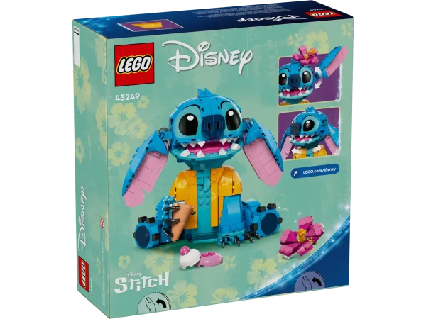 Appeal to older kids and Lilo and Stitch fans aged 9+ with this LEGO® ǀ Disney Stitch (43249) buildable play-and-display set, featuring a Stitch character. The incorrigible extraterrestrial from the hit Disney movie, dressed in a Hawaiian shirt, has movable ears and a turning head, a buildable ice-cream cone that the character can hold and a buildable flower that can be added or removed. This kids’ building kit looks great on display in any room and makes a fun Disney gift idea for older children and movie-lovers as they set up the buildable character. Kids and grown-up fans alike will appreciate the details in a building toy that lets them build and play with the iconic character together. Kids also enjoy an easy and intuitive building adventure with the LEGO Builder app, where they can zoom in and rotate models in 3D, save sets and track their progress. Disney’s Lilo and Stitch building set for kids – Buildable LEGO® ǀ Disney Stitch for girls and boys aged 9+ that sparks imagination as kids build the model, then play with and display it afterwards Disney Stitch character – This creative LEGO® building set features a displayable model from Lilo and Stitch, a buildable ice-cream cone and a flower that can be used to decorate the character Moving parts – The buildable Stitch model includes ears that can move up or down and a turning head withspace for the decorative flower, plus a hand that can hold the brick-built ice-cream cone Fun display – Create Stitch in his Hawaiian shirt, decorate him with an ice-cream cone and flower, move his head and ears into different positions to show new expressions, then set him up on display Disney gift for kids – A building toy set featuring a Disney character with functions and accessories that makes a gift for movie-lovers, girls and boys aged 9+ to share at school or home A helping hand – Let the LEGO® Builder app guide kids on an intuitive building adventure, where they can save sets, track progress and zoom in and rotate models in 3D while they build Expand life skills – With a LEGO® ǀ Disney buildable character, accessories and functions to enhance display, this kids’ construction toy helps foster life skills through fun Dimensions – This 730-piece play-and-display building set features a buildable character standing over 8 in. (20 cm) tall