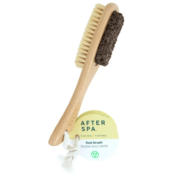 The Foot Brush Exfoliates And Softens Feet With A Dry Brush And A Pumice Stone. The Afterspa Foot Brush Is Clinically Tested And Can Be Used On All Skin Types. Give Youself A Spa Pedicure At Home. The Foot Brush Is Cruelty-Free And Made With Recyclable, FSC-Certified Packaging. Texture: Mild, Vigorous * Use To Exfoliate After Soaking The Feet In Warm Water. * Removes Dead Skin, Corns And Calluses. * Made With The Most Natural Wood, Pumice And Bristles Possible. * A Clinically Tested And Cruelty-Free Brush For Use On The Feet.