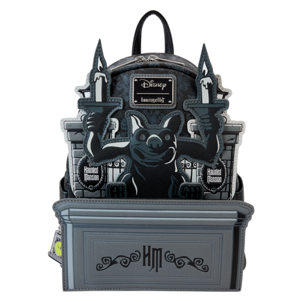 Welcome, foolish and fashionable mortals! This mini backpack has all the thrills worthy of a theme park attraction. Step into the dead center of the room, and you’ll find a gargoyle staring down at you from the front zipper pocket. With glow and light-up features to highlight this haunting design, this accessory is the perfect pairing for any Disney parks fan. Features: Vegan leather (polyurethane) Adjustable shoulder straps Front zipper pocket Side drop pockets Shiny silver hardware Enamel zipper charm Applique, debossed, glow-in-the-dark, light-up, and printed details Coordinating inside lining Dimensions: 9”W x 10.5”H x 4.5”D This backpack is an officially licensed Disney product.