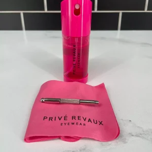 The Prive Revaux Eyewear Cleaning & Repair Kit in Hot Pink is a chic and practical accessory for maintaining your eyewear. This stylish kit includes essential tools for cleaning and repairing your glasses, such as a lens cleaner, microfiber cloth, and a mini screwdriver for minor adjustments. The hot pink case adds a fun and vibrant touch, making it easy to spot and stylish enough to carry with you. Whether you're at home or on the go, this kit ensures your glasses stay clean and in top condition, combining functionality with a pop of color.