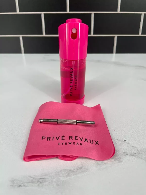 The Prive Revaux Eyewear Cleaning & Repair Kit in Hot Pink is a chic and practical accessory for maintaining your eyewear. This stylish kit includes essential tools for cleaning and repairing your glasses, such as a lens cleaner, microfiber cloth, and a mini screwdriver for minor adjustments. The hot pink case adds a fun and vibrant touch, making it easy to spot and stylish enough to carry with you. Whether you're at home or on the go, this kit ensures your glasses stay clean and in top condition, combining functionality with a pop of color.