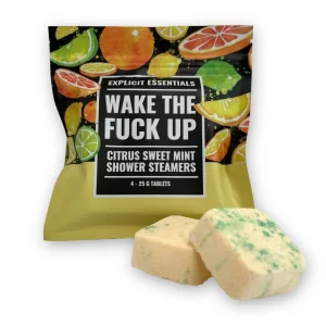 Are you tired of groggy mornings and sluggish starts to your day? It's time to kickstart your senses and embrace a refreshing wake-up call like never before. Say goodbye to those bleary-eyed mornings and hello to a burst of invigorating energy with our "Wake the Fuck Up" Citrus Mint Shower Steamer. • Cruelty Free • Women Owned and Operated • Premium Ingredients • INGREDIENTS Baking Soda, Citric Acid, Kaolin Clay, Fragrance, Mica Powder All content and images copyright © 2010-2024 by Explicit Essentials