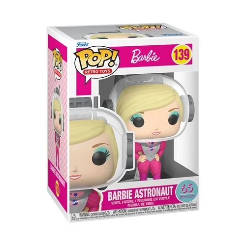 Add some out-of-this-world style to your Retro Toys collection with Pop! Astronaut Barbie™! Explore space alongside this fashionable Pop! Astronaut Barbie™ when you welcome her into your Barbie™ set! Vinyl figure is approximately 4.9-inches tall.