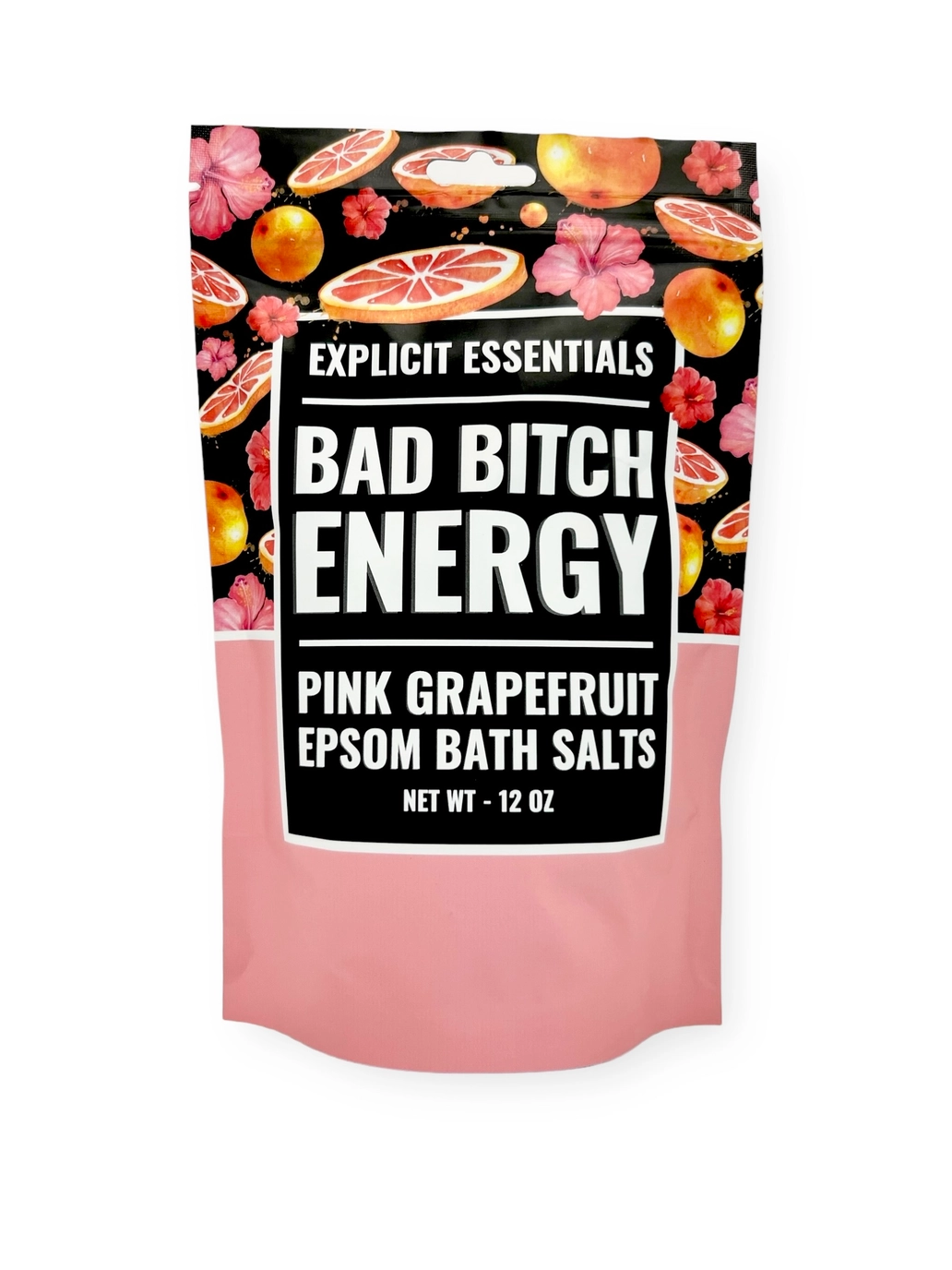 Bad Bitch Energy Pink Grapefruit Bath Salts. Looking for a thoughtful gift that will help them decompress after a long day and bring a laugh? Our Bad Bitch Energy Grapefruit Bath Salts can deliver both. Ships Fast and Free. 12oz bag. • Cruelty Free • Women Owned and Operated • Premium Ingredients Pink Grapefruit - This uplifting, vibrant is full of energetic pink grapefruit nuances wrapped in notes of peach, apple and green vines. • Cruelty Free • Women Owned and Operated • Ships Fast and Free • Premium Ingredients Pink Grapefruit - This uplifting, vibrant is full of energetic pink grapefruit nuances wrapped in notes of peach, apple and green vines.