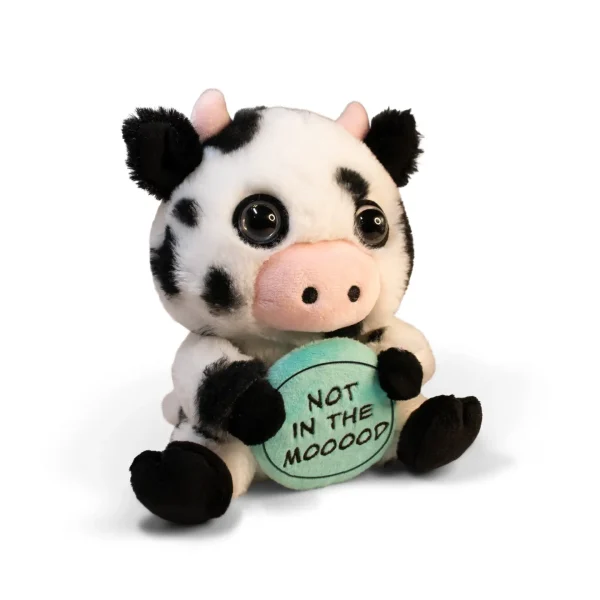 This plushie is not in the mooood for your shenannigans. He doesn’t find your behavior a-moo-sing and needs you to calm down. His dark, 3D eyes let you know he means business, yet his soft fur, cute hooves, and tiny horns make him loveable at the same time. His bright aquamarine sign is a fun way to display his punny yet stern message. He’d be a great gift for any friend or co-worker.