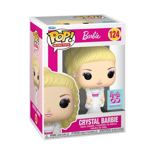 Add some style to your Retro Toys collection with Pop! Crystal Barbie™! Light up the room with this pearlescent Pop! Crystal Barbie™ when you welcome her into your Barbie™ set! Vinyl figure is approximately 4.4-inches tall.