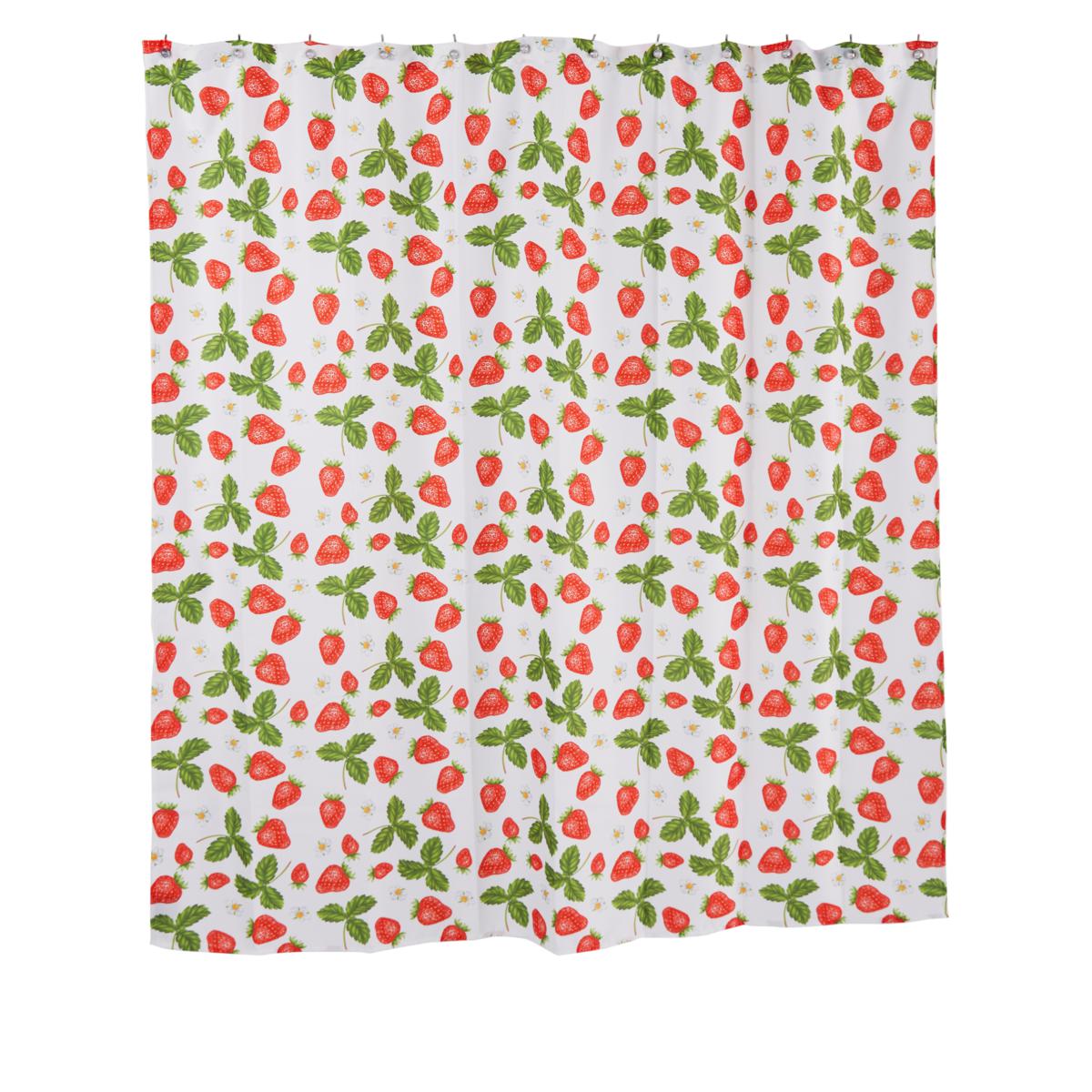 The South Street Loft Fruit Print Shower Curtain featuring a playful berries design adds a fresh, vibrant touch to your bathroom décor. This shower curtain is adorned with a colorful assortment of berry illustrations, offering a fun and lively aesthetic that brightens up your space. Made from durable, water-resistant fabric, it not only enhances the look of your bathroom but also helps keep water contained within the shower. With its eye-catching fruit print and functional design, this curtain is perfect for anyone looking to add a cheerful, modern flair to their bathroom setup.