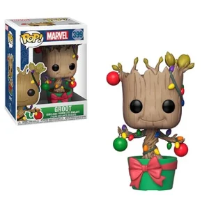 Marvel Holiday Groot with Lights Funko Pop! Vinyl Figure #399: Celebrate the holidays with an adorably festive comic book hero! This Marvel Holiday Groot with Lights Funko Pop! Vinyl Figure #399 measures approximately 3 3/4-inches tall. Comes packaged in a window display box. For ages 3 and up.