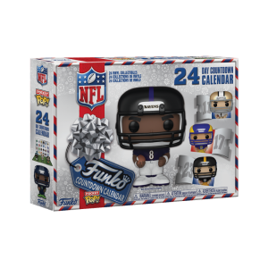 Count down the days until kickoff, the holidays, or any special occasion with the exclusive 2024 NFL 24-Day Countdown Calendar! Open the tiny doors to reveal 24 unique Funko Pocket Pops! featuring some of your favorite players from across the NFL! Who will be the next to join your MVP lineup? Vinyl figures are approximately 2-inches tall.