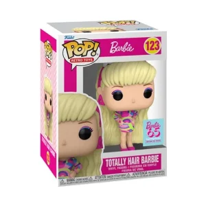 Add some style to your Funko Pop! collection with Totally Hair Barbie! Swap hairstyling tips with this fashionable Totally Hair Barbie when you welcome her into your Barbie™ set! This Barbie 65th Anniversary Totally Hair Barbie Funko Pop! Vinyl Figure #123 measures approximately 4 1/4-inches tall and comes packaged in a window display box. For ages 3 and up.