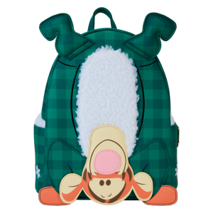 Joyful and plaid! Disney’s Tigger has flipped upside down to help you send warm holiday wishes. Our festive backpack features Tigger in green plaid pajamas. An applique of Tigger’s head appears at the bottom, and his padded applique feet stick up on top. Fuzzy white sherpa material down the middle adds a soft touch. Flip the backpack around, and you’ll find an applique print of a button flap and Tigger’s tail. Pack just what you need for the day to bounce into the holidays and spread good cheer wherever you go. Features: Vegan leather (polyurethane) Padded, adjustable shoulder straps Side panels with sherpa material and embroidered snowflakes Zippered main compartment Gold-colored metal hardware Applique, embroidered, sherpa, and printed details Coordinating inside lining Dimensions: 9”W x 10.5”H x 4.5”D This backpack is an officially licensed Disney product.