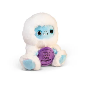 This plushie is yeti for a good time. There’s no time to chill out. The party is just getting started, and he’s here to pump up the crowd. His tiny buck teeth and crystal blue eyes make him un-burr-lievable cute. His purple sign is a fun way to display his punny message. He’d be a great gift for any fun-loving friend.