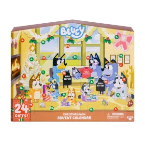 Count down the days till Christmas with the Heelers and Bluey's Christmas Swim Advent Calendar! This very festive Bluey surprise pack has 24 surprises hidden behind 24 different windows. Open up a window each day till Christmas day and discover all sorts of fun Bluey themed items to help celebrate the season. Find the Bluey and Socks figures, all ready for a dip in the pool! There are also 19 other accessories to reveal and 3 stickers! • Casepack Quantity: 5 • Product Dimensions/Weight: 2.01 L x 14.02 W x 10 H / 1.1 lb • Inner Pack Dimensions/Weight: 10.75 L x 14.37 W x 10.83 H / 5.93 lb • Age Grade: 3+