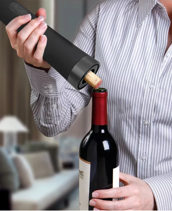 Studio Mercantile wine bottle opener removes corkscrews in seconds, just press a button and tada, your wine is open and ready to serve Impress your guests with this portable device that opens-up to 30 bottles.