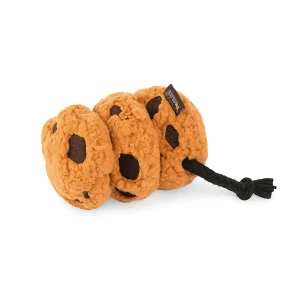 Treat your pup to a delectable playtime experience with P.L.A.Y.'s Pup Cup Café Cookies n' Treats toy – the irresistible treat that's as sweet as it sounds! This delightful trio of cookies on a rope features a squeaker on the end of each cookie for double the fun. With crinkle fabric tucked into every bite, your furry friend is in for a texture-rich delight! Hand-made craftsmanship, double layer exterior and reinforced stitching for extra durability Eco-friendly PlanetFill® filler is made from 100% post-consumer certified-safe recycled plastic bottles Machine washable and dryer friendly Features AZO-free dyes