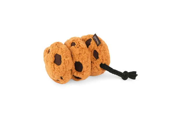 Treat your pup to a delectable playtime experience with P.L.A.Y.'s Pup Cup Café Cookies n' Treats toy – the irresistible treat that's as sweet as it sounds! This delightful trio of cookies on a rope features a squeaker on the end of each cookie for double the fun. With crinkle fabric tucked into every bite, your furry friend is in for a texture-rich delight! Hand-made craftsmanship, double layer exterior and reinforced stitching for extra durability Eco-friendly PlanetFill® filler is made from 100% post-consumer certified-safe recycled plastic bottles Machine washable and dryer friendly Features AZO-free dyes