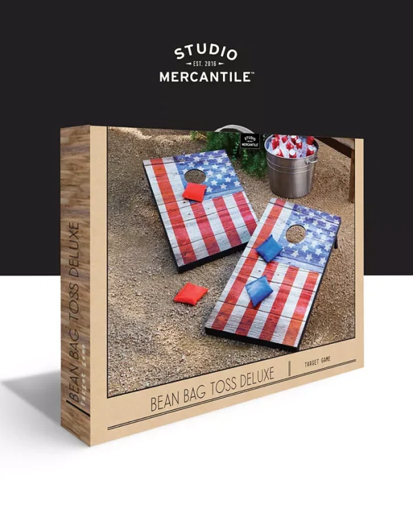 Studio Mercantile Wooden Bean Bag Cornhole Game Set is a must-have for have for every BBQ, picnic, party, and tailgate. The set comes with everything needed to start playing including 2 vintage-like wooden boards and 8 beanbags