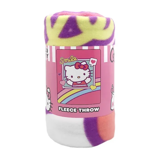 UPD HLFL Hello Kitty Fleece Throw Blanket. Snuggle up with this adorable soft and warm fleece blanket. Ideal for chilly evenings or cozying up during winter. The blanket features a delightful Hello Kitty design. Made from 100% polyester. 45in x 60in.