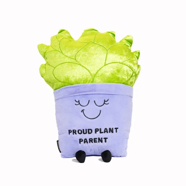 This Puffie pillow is perfect for any proud plant parent. You keep plants alive, and everyone deserves to know it! We see you. You grow, girl! We be-leaf in you! (And if youâ€™re not the best plant parent, at least you know you canâ€™t kill this one.) This oversized plushieâ€™s sweet smile, leafy detail, and popping planter make it a plantastic accessory for any home or office. This plush is ideal for children, collectors, or anyone who loves cozy and fun dÃ©cor. A great addition to gift shops and toy stores!