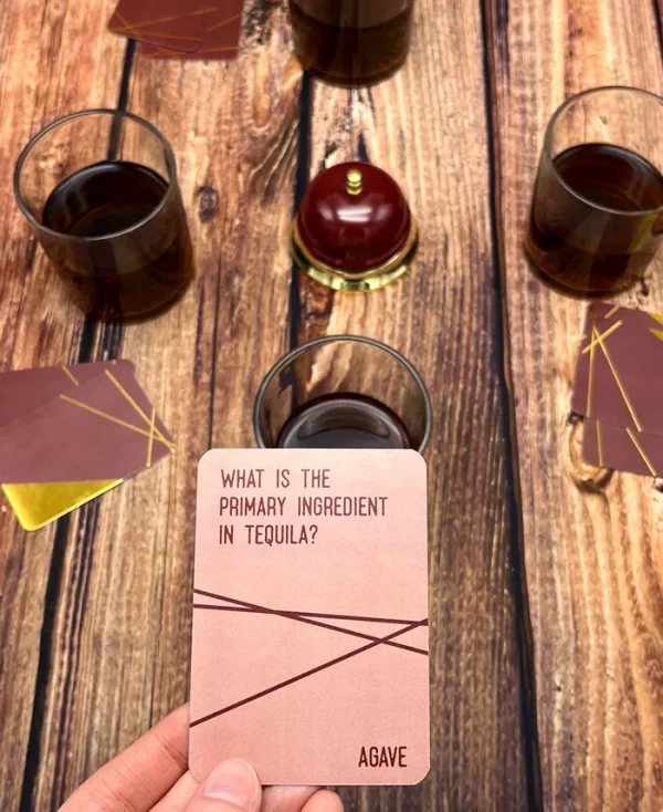 Get ready to hit that bell. A party trivia game that is fun for everyone. Test your knowledge and learn some new fun fact while enjoying your favorite beverage. Game includes four rock glasses, a game bell and trivia cards all in a sleek box to store them in until the next game night.