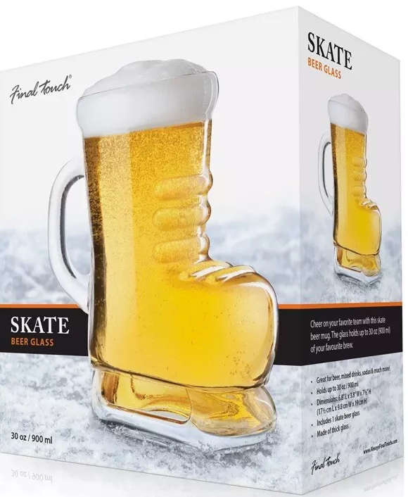 Our fun Skate Beer Glass is an instant conversation starter. Fully modelled in thick glass, this vessel can be a can be challenge to drink from: The trick is to slowly point the toe to the left or right as the glass is emptied.