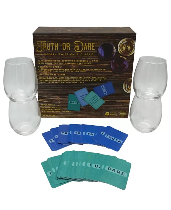 Grab the gang and get ready to sit back, relax, and game it up. Make any night game night with this all-inclusive game set. with 4 Stemless Wine Glasses, 30 Question Cards and 30 Action Cards, the possibilities are endless for your at home gaming lounge.